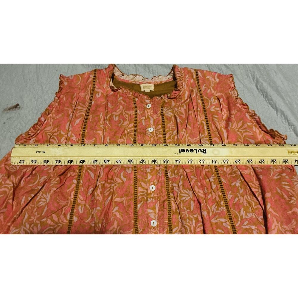Sunshine Tienda L Pink Coral Floral Ruffle Button Front Boho Blouse Top - Picture 9 of 9